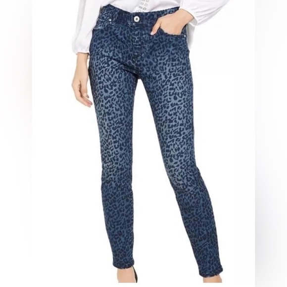 INC International Concepts Dark Blue Animal Print Skinny Jeans-SZ 2 -EUC - Picture 1 of 14
